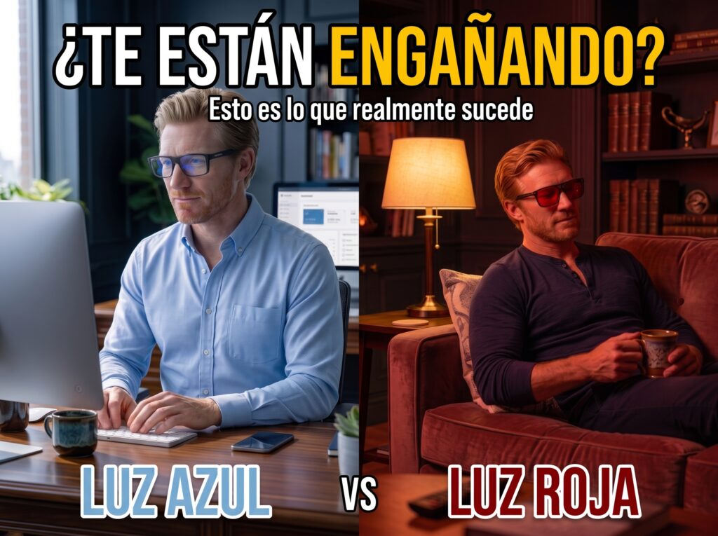 Comparativa gafas de luz roja y luz azul
