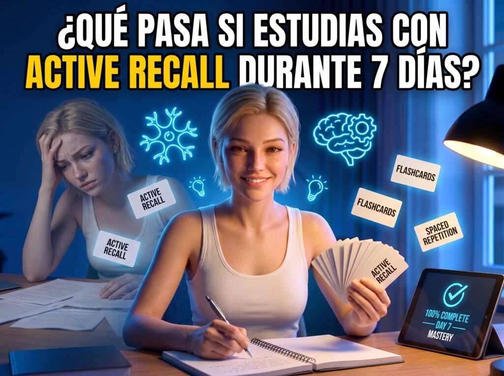Estudiante practicando Active Recall para estudiar