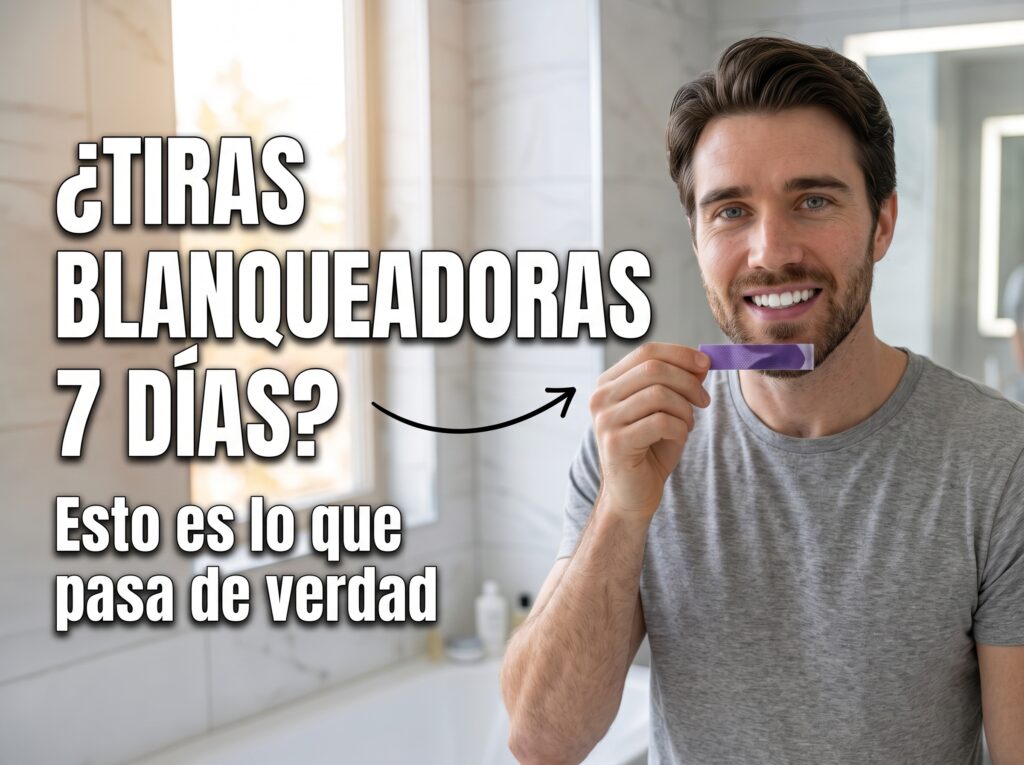Tiras blanqueadoras dentales aplicadas en los dientes