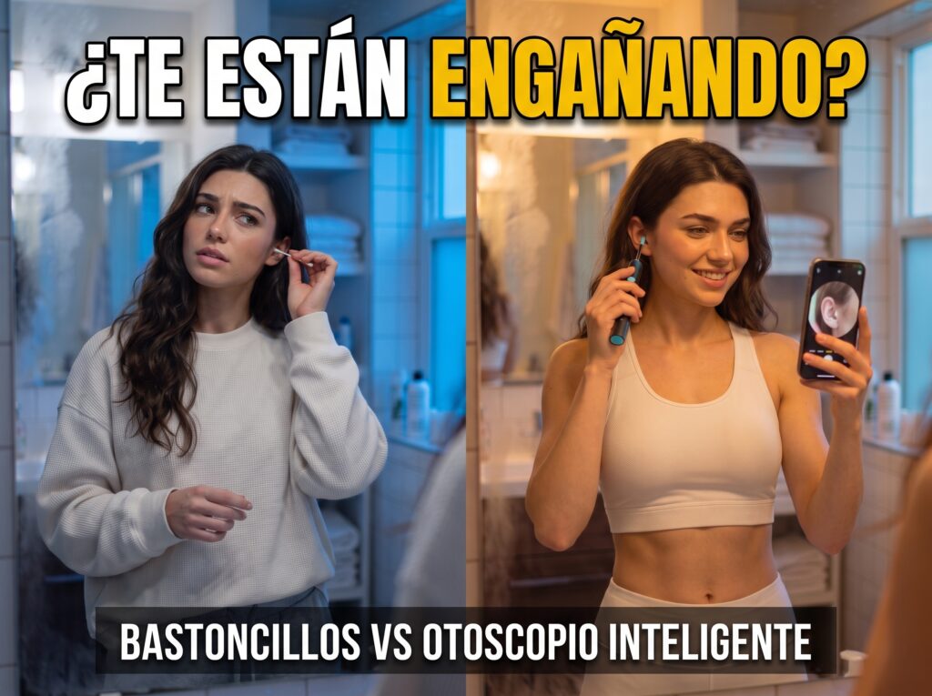 Otoscopio inteligente usado para limpiar los oídos